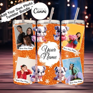 Liebe dein eigenes Foto orange glitter Geschenke für Liebhaber Valentinstag, Geburtstag, Jubiläum von Tumbler 3D desing PNG & JPG made in canva