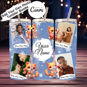 Liebe dein eigenes Foto blau glitter Geschenke für Liebhaber Valentinstag, Geburtstag, Jubiläum von Tumbler 3D desing PNG & JPG made in canva