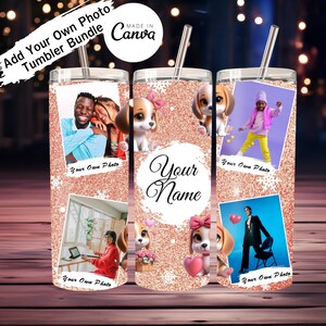 Liebe dein eigenes Foto Pfirsich Farbe Glitzer Geschenke für Liebhaber Valentinstag, Geburtstag, Jubiläum von Tumbler 3D desing PNG & JPG made in canva