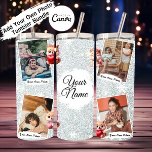 Houd van je eigen foto zilverkleurige glittercadeaus voor geliefde Valentijn, verjaardag, kinderen, jubileum door tuimelaar 3D-ontwerp gemaakt in canva