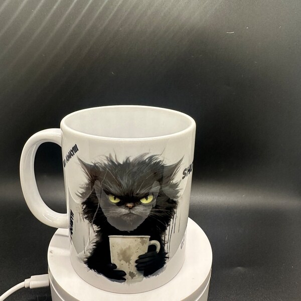 Angry Cat Shut Up Go Away Be Quiet Funny Coffee Cup Gift