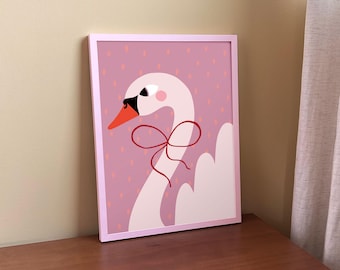 Poster cygne pour chambre d'enfant - Art mural pour chambre de bébé