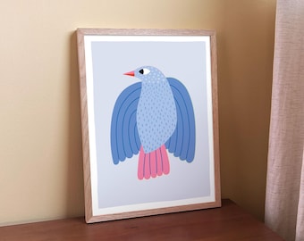 Bird Nursery Wall Art – Whimsical Poster for Kids, Illustrated Animal Print Children’s Room