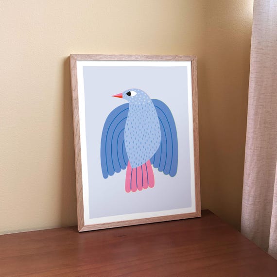 Bird Nursery Wall Art - Whimsical Poster for Kids - Illustrated Animal Print Children’s Room