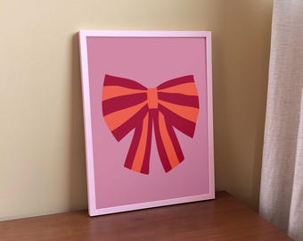Bow Poster for Kids Room - Colorful Nursery Wall Art Illustration