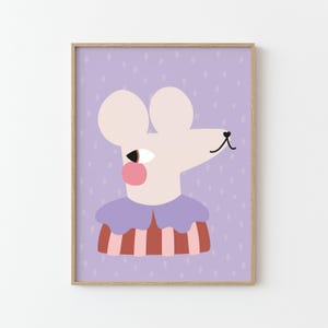 Maus Poster | lila braun | Illustration | Poster für Kinder | Kinderzimmer | Bild