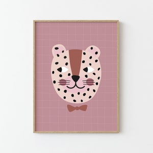 Stampa Leo / illustrazione / rosa / Poster per bambini / Decorazione murale / cameretta per bambini
