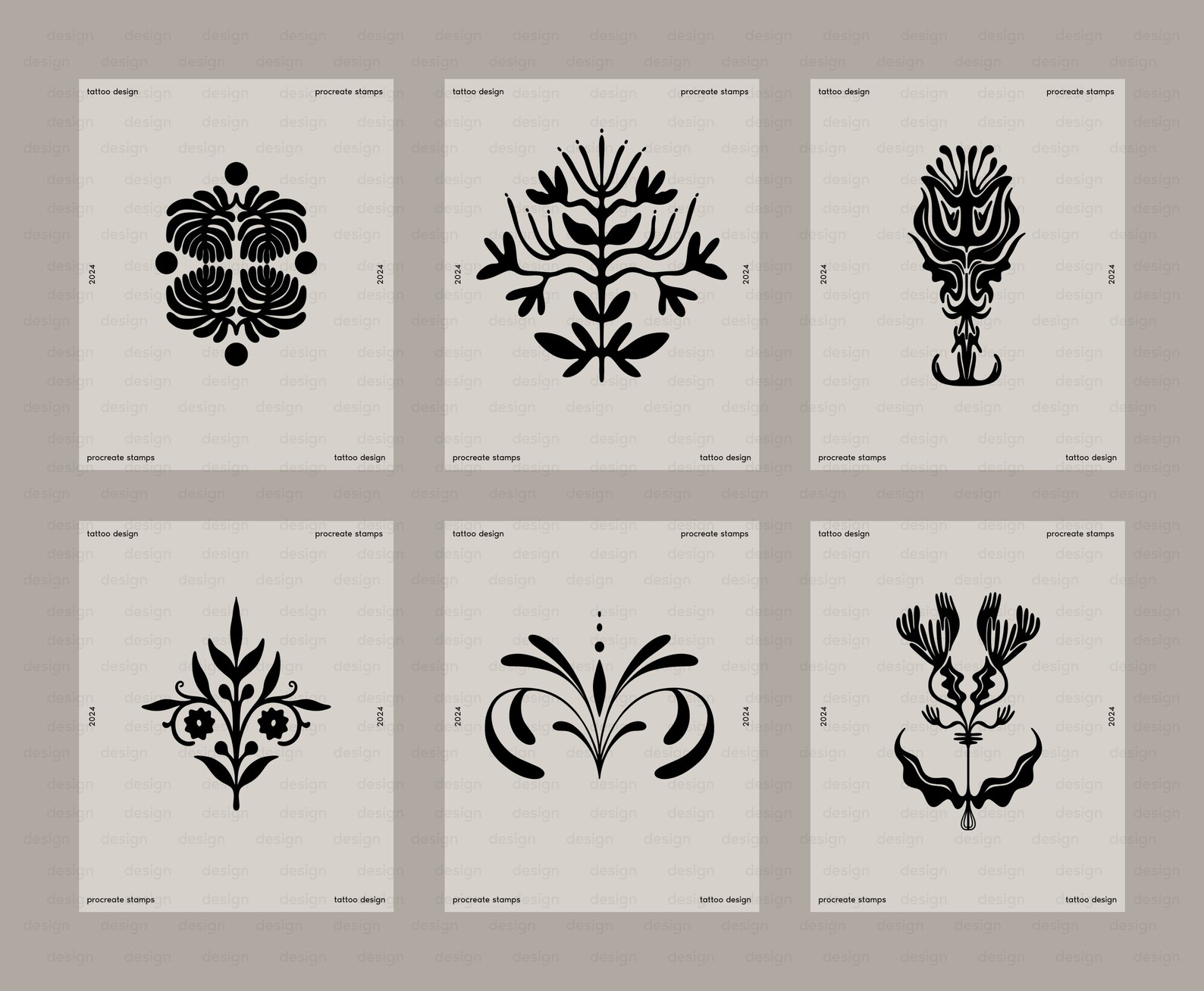 Tattoo Procreate Brush Set, 40 Flower Stamp Brushes for Procreate ...