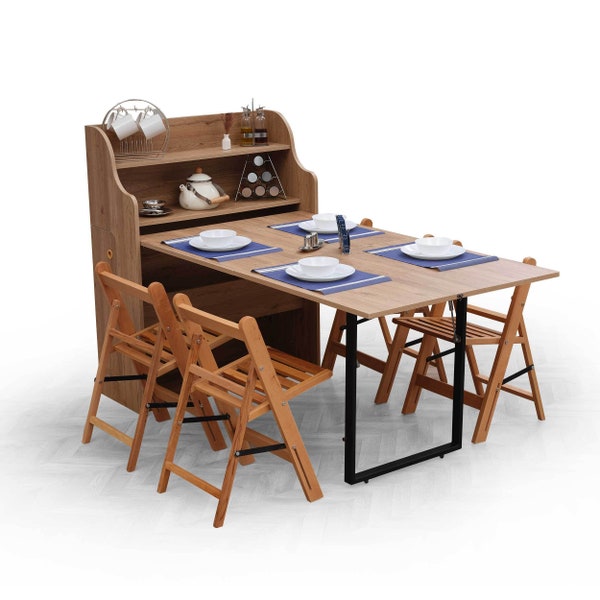 Handgefertigter Smart Esstisch - Multifunktionaler Buffettisch aus Holz