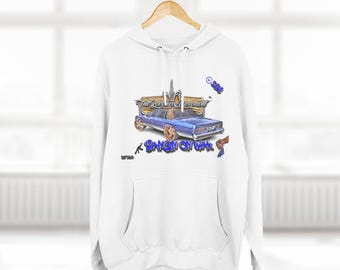 Hoodie - BCM Box Chevy Movement Bangin on Wax Blue Caprice on Ruccis, Sweatshirt, Hooded Jumper, Hip-Hop Car Enthusiast