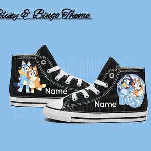 Custom blue dog converse / High tops / birthday shoes/