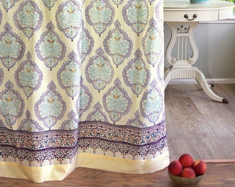 Indian block printed curtains - Long sheer curtains - Mid century modern curtains - Morning Dew