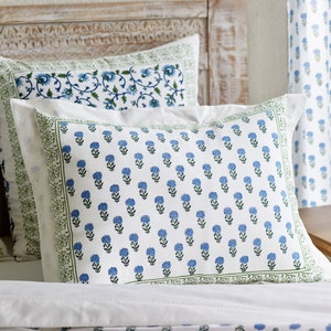 Standard Pillow Sham Case - Handcrafted artisanal textiles, block printed in India - Moonlit Taj (CP)