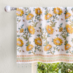 Sunflower Window Valance, Indian Kitchen Curtains, Floral Beaded Valance, Oriental Kitchen Curtains, Home Improvement ~ Sunflower Serenade