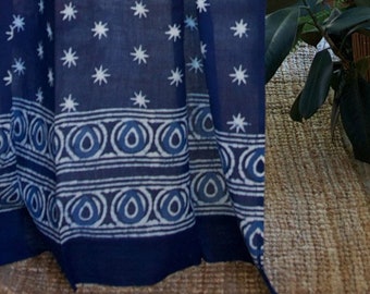 Starry Nights (CP) ~ Indigo Blue Batik India Sheer Curtain Panel
