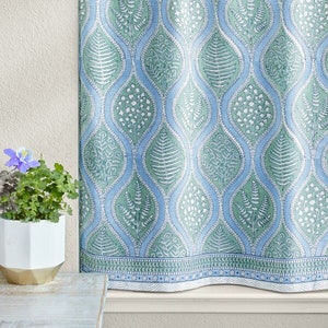 46x24 Moroccan Curtains, 46x30 Indian Drapes, 46x36 Block Print Curtains, Handblock Kitchen Curtains,Moroccan Kitchen Drapes ~Woodland Ferns