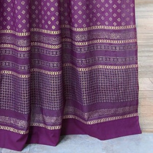 Mystic Amethyst purple hippie curtains - Indian sari curtains block printed - Lavender rustic modern curtains - Saffronmarigold