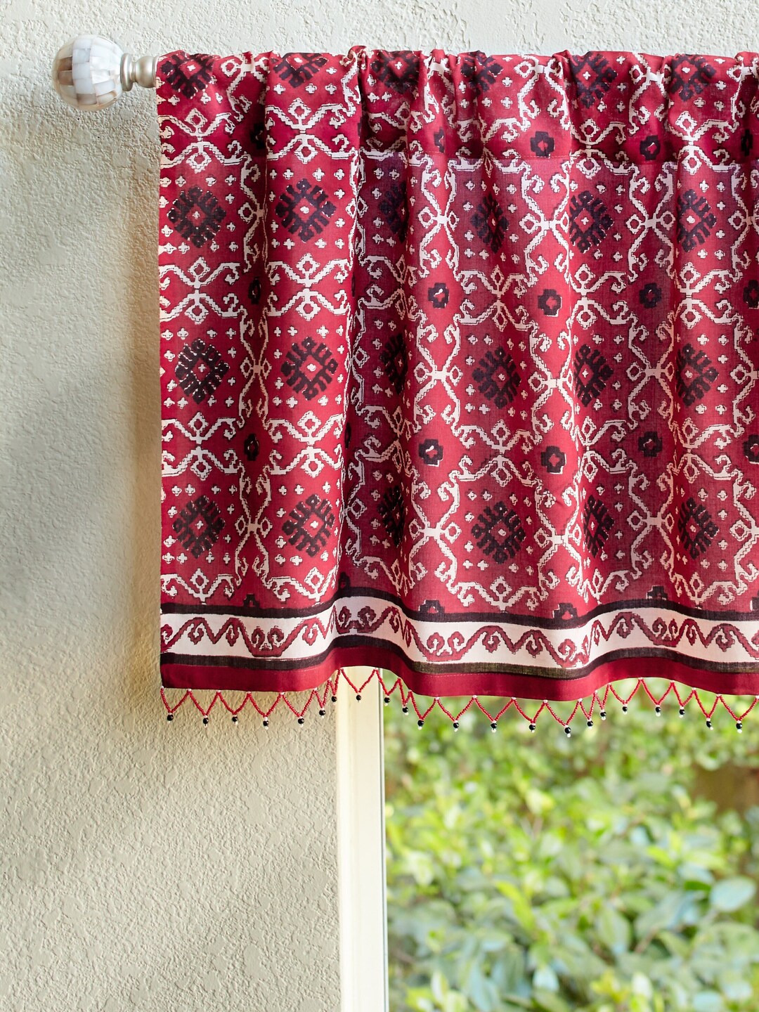Rustic Valance Rustic Valance, Holiday Decor, Christmas Curtains, Beaded Valance ...