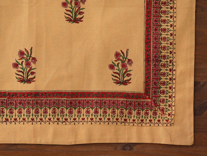 Mango Orange Sham, India Sari Pillow Sham, Standard Cotton Pillow Cover, Block Printed Fabric Sham, Floral Pillow Case ~ Indian Summer (CP) image 3