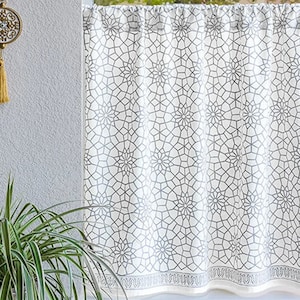 Kitchen Curtains, Bedroom Curtains, Cafe Curtains, Moroccan Curtains, Sheer Short Curtains, White Curtains, ~ Royal Mansour Quartz