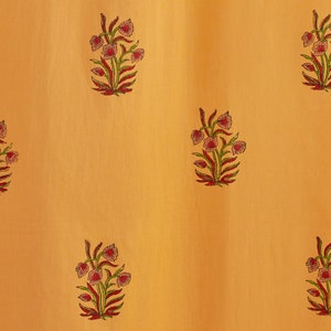 Mango Orange Sham, India Sari Pillow Sham, Standard Cotton Pillow Cover, Block Printed Fabric Sham, Floral Pillow Case ~ Indian Summer (CP) image 2