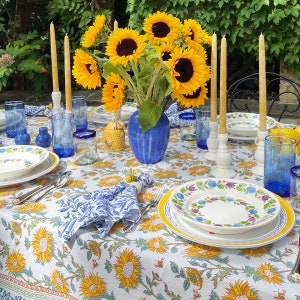 Cute sunflower rectangle tablecloth for the spring, floral table cover perfect decor for outdoor hosting  ~ Sunflower Serenade