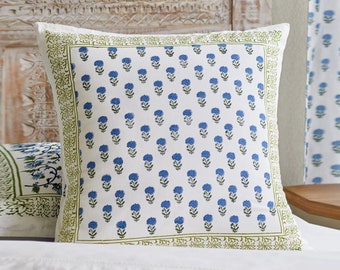 Block Print Pillow Case , Handblock Cushion Cover, Euro Pillow Shams, Boho Throw Pillow, Country Pillow Decor, Farmhouse ~ Moonlit Taj (CP)