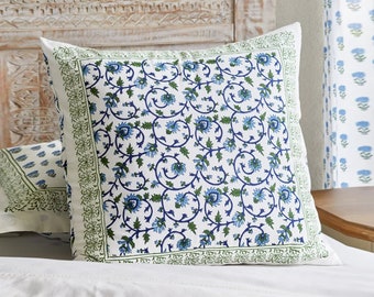 Moonlit Taj ~ Moroccan Green Sham, Floral Euro Pillow, Turkish Green Pillow Cover, Marrakesh Floral Sham, Green Moroccan Pillow, Gift