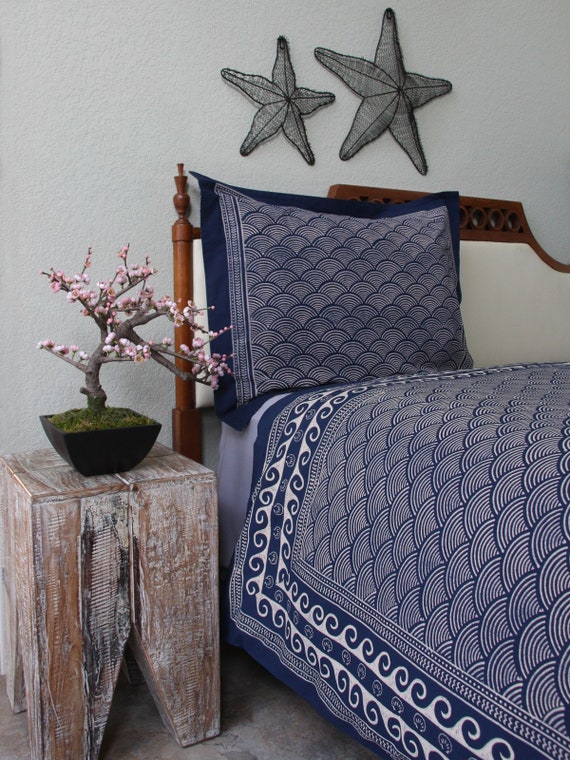 Pacific Blue Nautical Asian Indigo Blue Duvet Cover Etsy