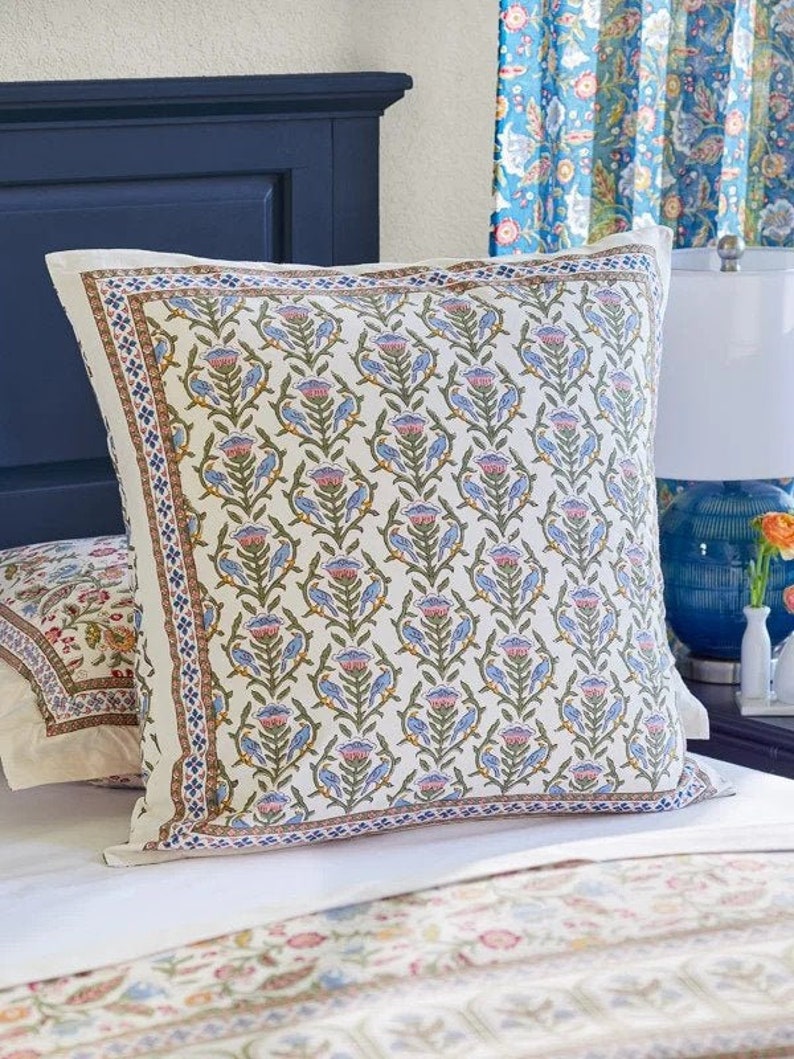 Euro Pillow Sham Cover, Floral Cushion Cover, Indian Throw Pillow Case, Decorative Pillow Cover, Pillow Decor, Bohemian, Enchanted - CP Enchanted (CP)