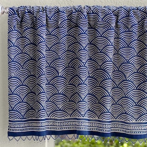 Pacific Blue ~ Blue Valance, Window Curtain Pacific, Nay Valances, Indian Valance, Farmhouse Curtain, Window Treatment, Asian Curtains Panel