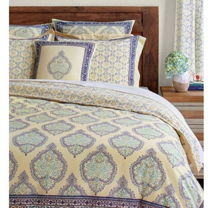 Romantic French Country Duvet, Yellow Duvet Cover, Bedding Duvet Cover, Fair Trade Duvet, Luxury Duvet Cover, Comforter ~ Morning Dew