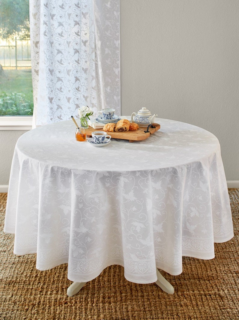 Ivy Lace Elegant White Wedding Round Indian Tablecloths Etsy