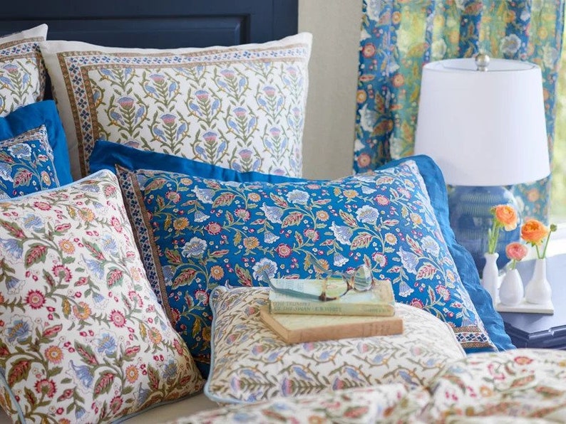 Euro Pillow Sham Cover, Floral Cushion Cover, Indian Throw Pillow Case, Decorative Pillow Cover, Pillow Decor, Bohemian, Enchanted - CP image 5