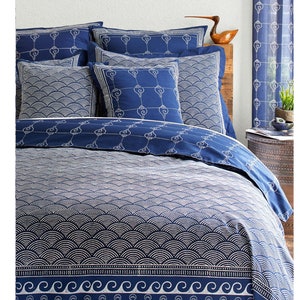 Duvet Cover, Indigo Duvet Cover, Indian Duvet Cover, Nautical Duvet, Asian Duvet Cover, Summer Style Decor, Saffronmarigold ~ Pacific Blue