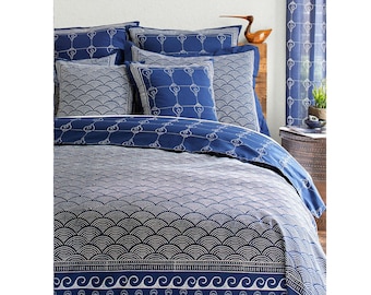 Pacific Blue ~ Duvet Cover, Indigo Duvet Cover, Indian Duvet Cover, Nautical Duvet, Asian Duvet Cover, Fair Trade Cover, Saffronmarigold