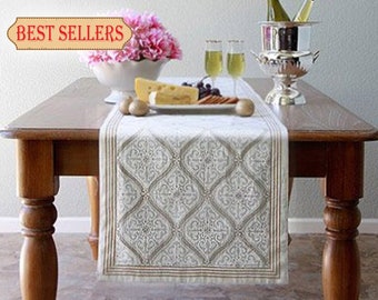 Indian Handmade Silk Brocade Mandala Table Runner Home Wedding16x72 Tablecloth 