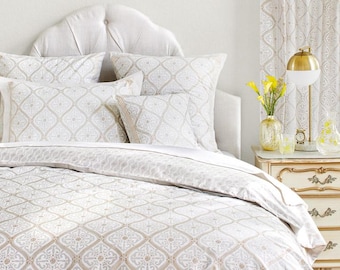 Vanilla Glacè ~ Luxury Duvet Cover, Indian Cover, Gold Duvet Cover, Asian Cover, Dorm Room Bedding, Quilt Cover, King Duvet Cover, Designer