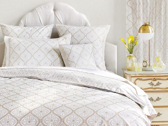 Vanilla Glacè ~ Luxury Duvet Cover, Indian Cover, Gold Duvet Cover, Asian Cover, Dorm Room Bedding, Quilt Cover, King Duvet Cover, Designer