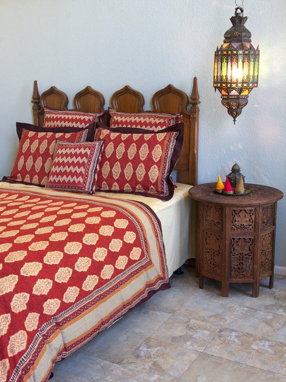 Spice Route Unique Red Orange Luxury Moroccan Duvet Cover Etsy