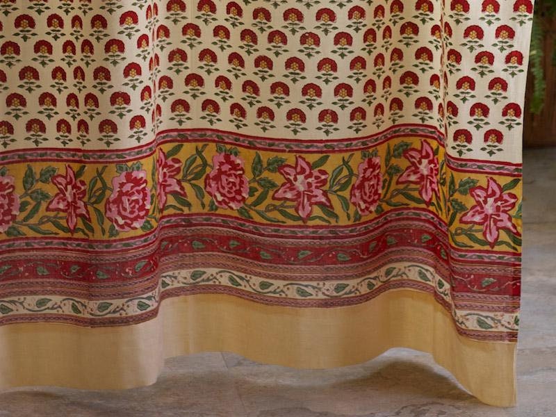 Tropical Garden Cp Block Print Curtains Indian Curtain Uk Tropical Garden Cp Block Print Curtains, Indian Style Curtains Uk