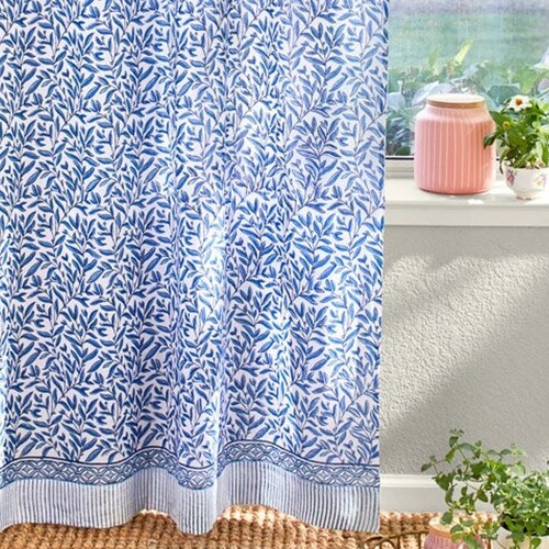 English Gardens Sheer Curtain Panel Block Print Curtain Etsy