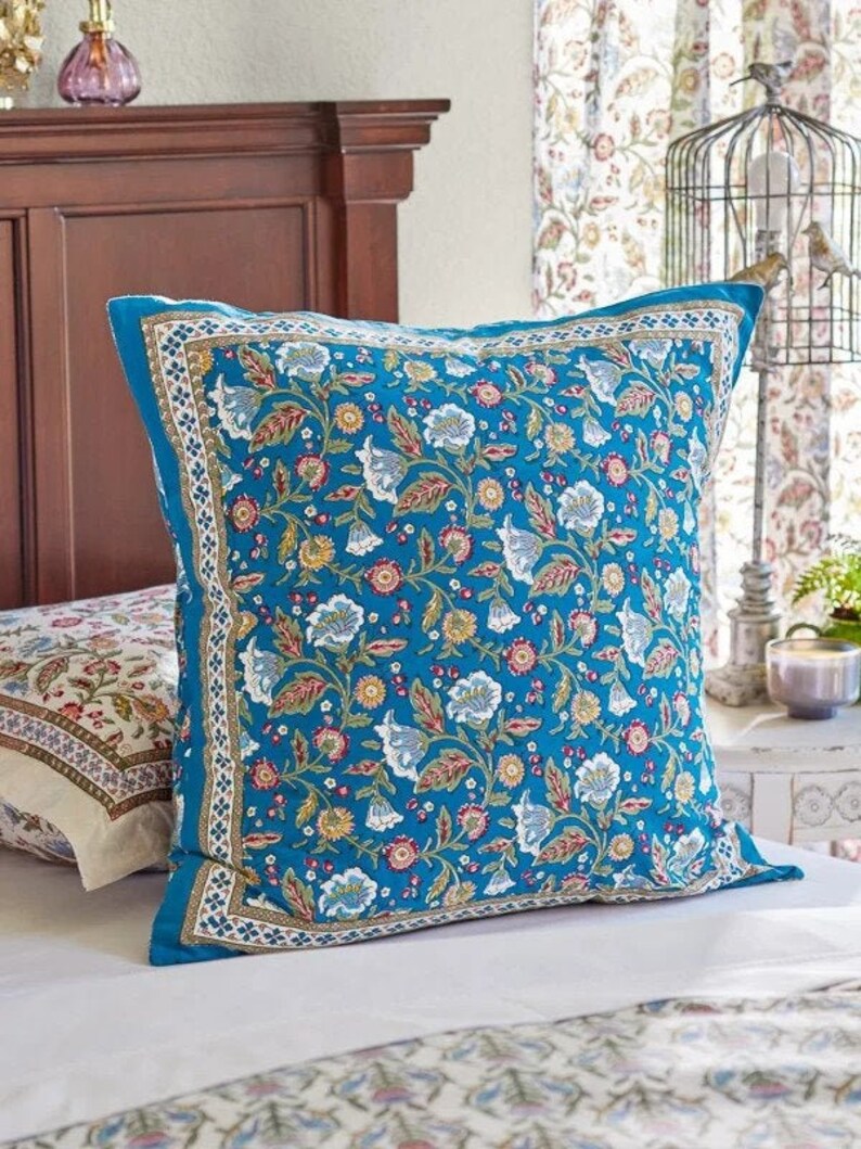Enchanted Blue Euro Pillow Sham Cover Etsy