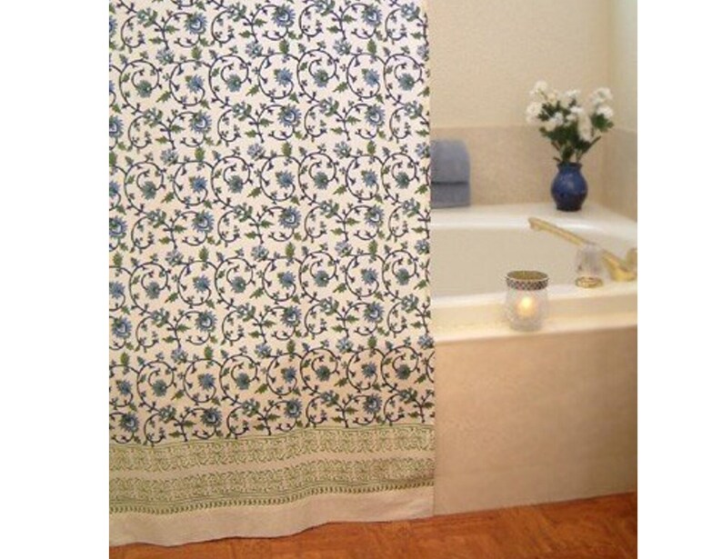 Moonlit Taj Block Print Shower Curtain Indian Shower Etsy