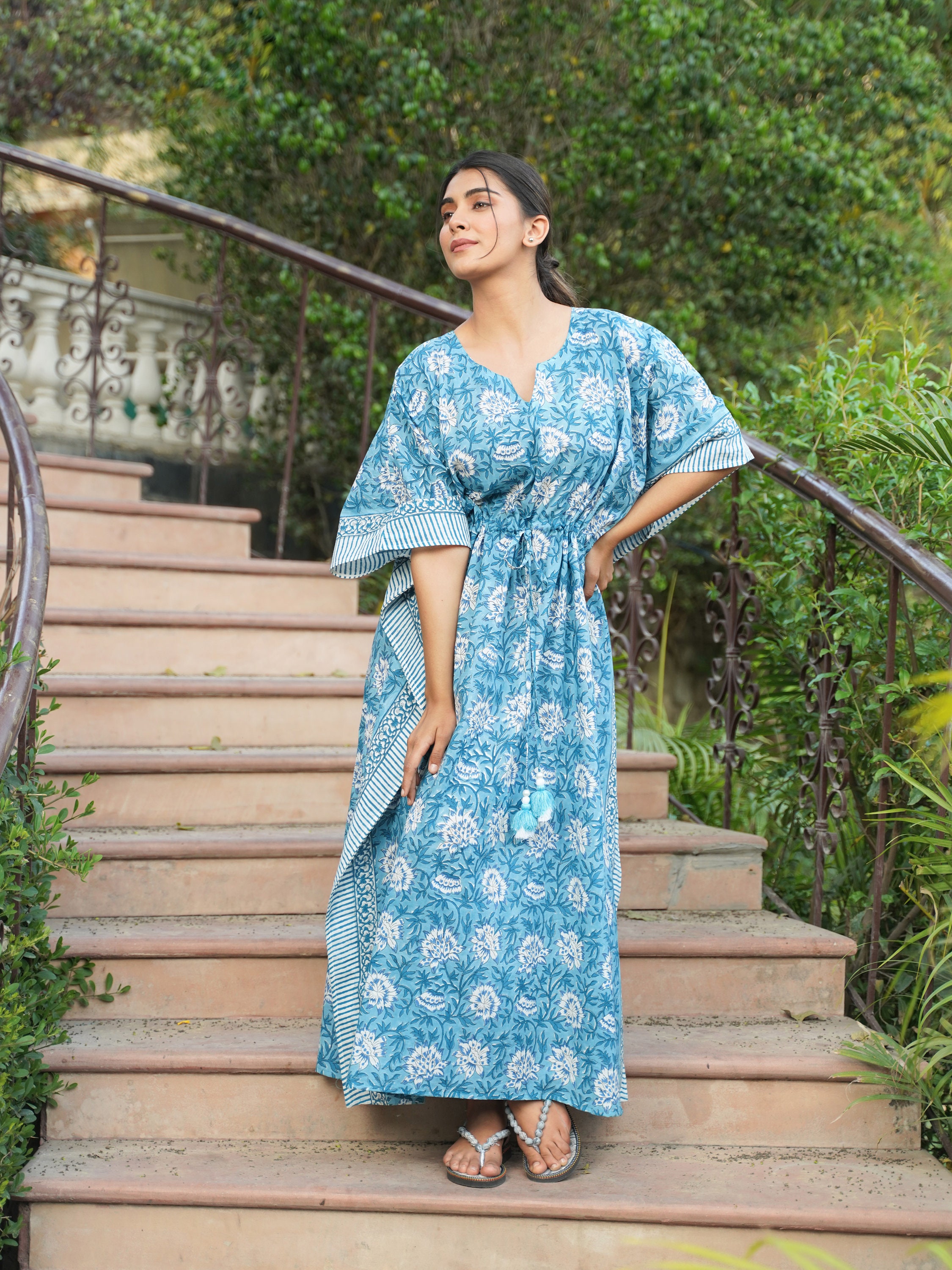 Bohemian Floral Kaftan Dress ~ Luxury Long Caftan, Block