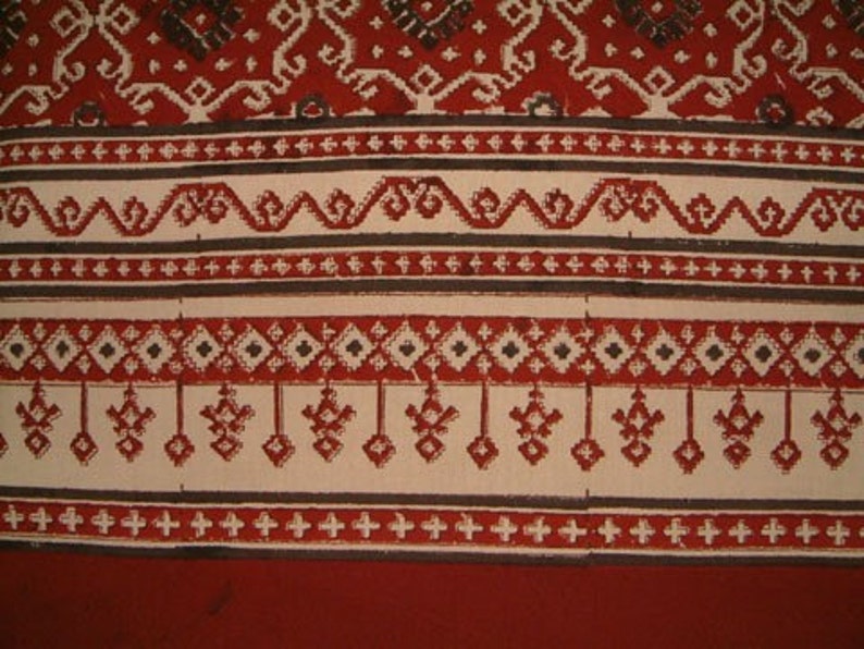 Ruby Kilim Rustic Designer Red Black Fabric Shower Curtain Etsy