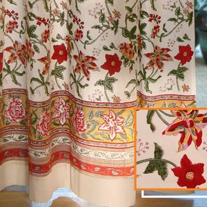 Artisan Cottagecore Curtains, Colorful Tab Top Curtain, Boho Sheer Curtains, Rustic Cotton Curtains, Modern Curtains ~Tropical Garden