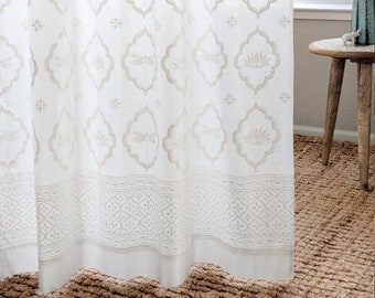 Moroccan Curtains, Sheer Curtains, White Curtains, Blockprint Curtains, Tab Top Curtains, Indian Curtains, Dragonfly ~ Moroccan curtains