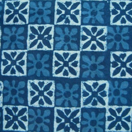 Starry Nights shops - Fabric Shower Curtain, Batik Flower Curtain Panel, Indian Print Curtains, Indigo Blue Shower Curtain, Bathroom Decor, Boho