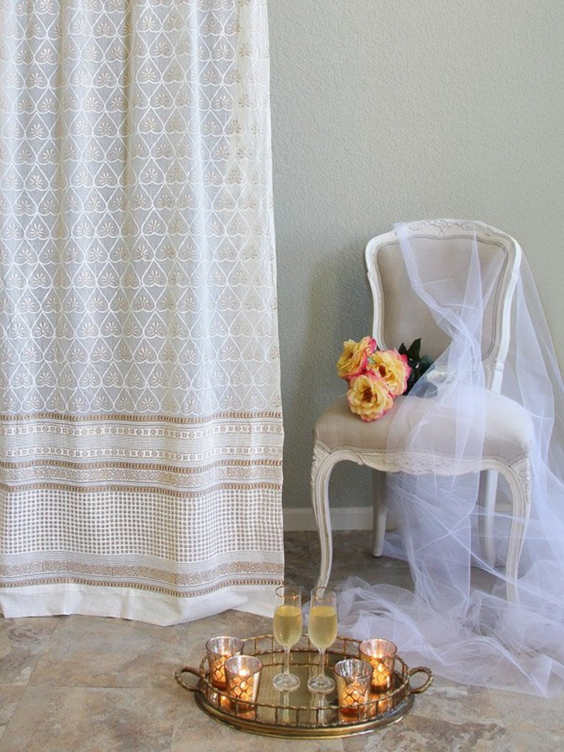 Bridal Veil Block Print Curtains Tab Top Curtains Indian Etsy
